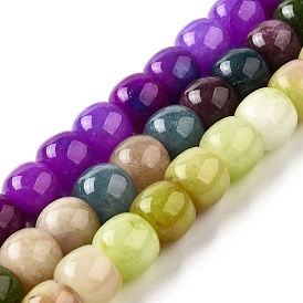 Natural Dyed White Jade Beads Strands, Barrel