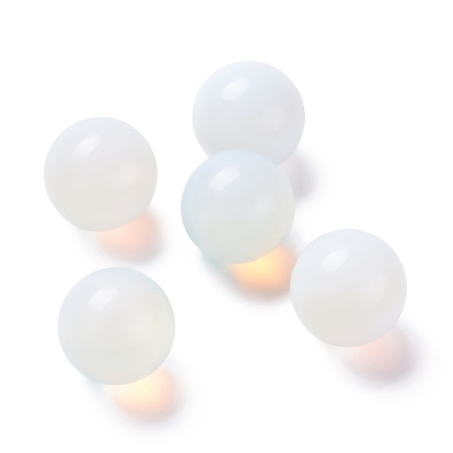 Perles opalite, pas de trous / non percés, pour création de fil enroulé pendentif , ronde