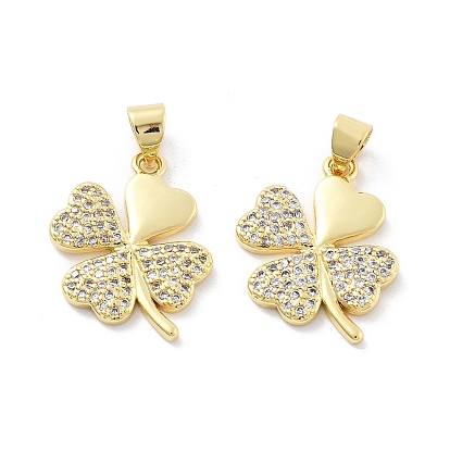 Латунные микро проложить кубического циркония подвески, клевер, без кадмия и без свинца, стойки покрытие, долговечный