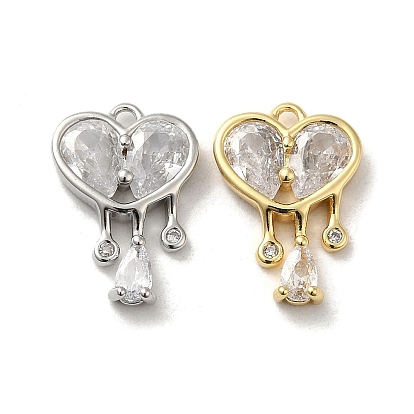 Латунь со стеклянными подвесками со стразами, сердце прелести