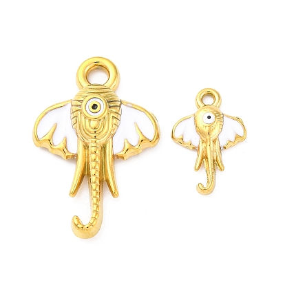 304 нержавеющей стальной эмали подвески, Слон прелести, ионное покрытие (ip), реальный 18 k позолоченный