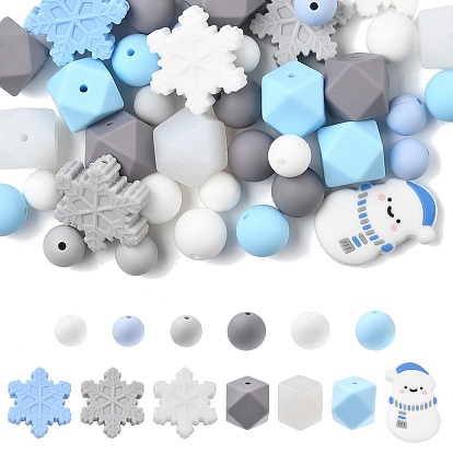 53круглые и снежинкообразные пищевые экологически чистые силиконовые бусины