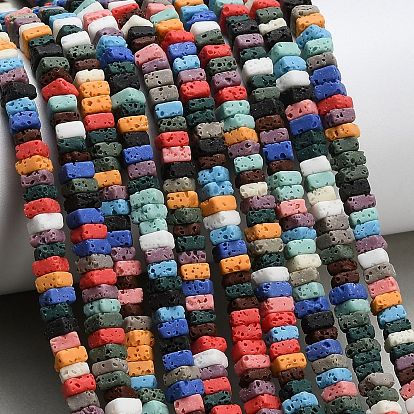 Синтетические бусины из лавы, окрашенные, квадратные плоские бусины хейши