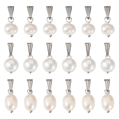 60шт 3стиль натуральный культивированный пресноводный жемчуг кулон, с латунной фурнитурой 