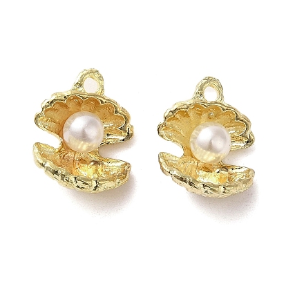 Alloy with Rhinestone Pendants, with ABS Imitation Pearl, Shell Shape Charms