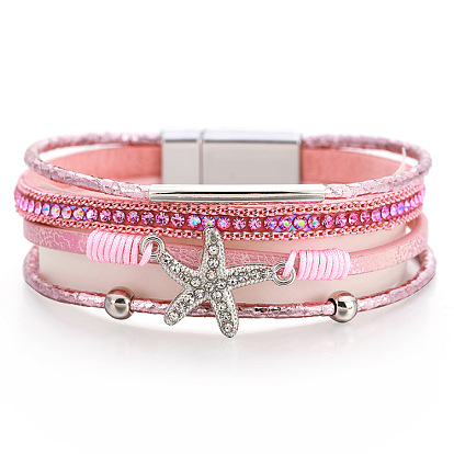 Модный браслет в виде морской звезды с бриллиантами – повседневный стиль отдыха, украшения из бисера.