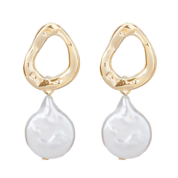 1 пара сережек-гвоздиков с жемчугом, латунные полые серьги-капли для женщин