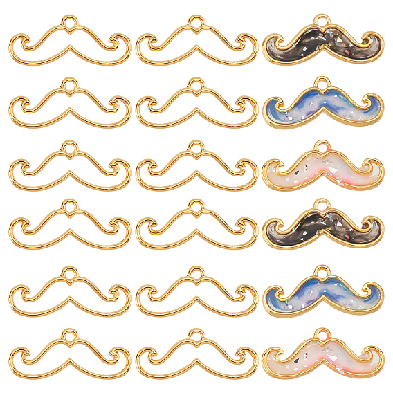 20Pcs Beard Alloy Small Handmade Pendant, Epoxy Frame Charms
