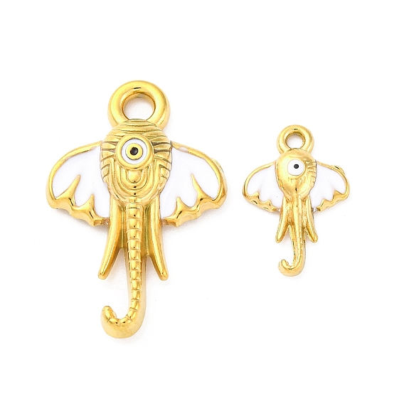 304 нержавеющей стальной эмали подвески, Слон прелести, ионное покрытие (ip), реальный 18 k позолоченный