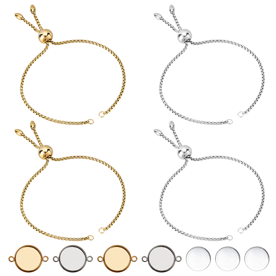 Набор для самостоятельного изготовления купольного браслета, включая изготовление ползункового браслета из нержавеющей стали и настройку плоских круглых коннекторов-кабошонов, Кабошоны из стекла