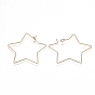 Brass Earring Hooks, Nickel Free, Real 18K Gold Plated, Star