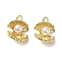 Alloy with Rhinestone Pendants, with ABS Imitation Pearl, Shell Shape Charms