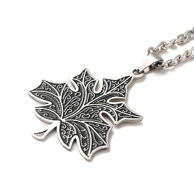 Maple Leaf 304 Stainless Steel Enamel Pendant Necklaces