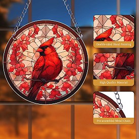 Cardinal & Leaf Acrylic Window Hanging Ornaments, Bird Suncatcher Home Window Decoration