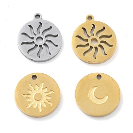 304 прелести нержавеющей стали, плоский круглый с шармом солнца и луны