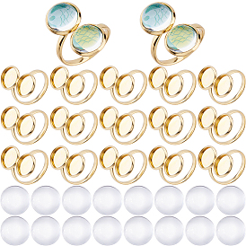 304 открытые кольца манжеты из нержавеющей стали, настройка кольца колодки, Прозрачные стеклянные кабошоны