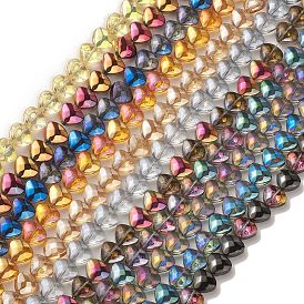 Transparent Electroplate Glass Bead Strands, Mixed Style, Heart