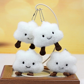 Cute Cloud Fibre Plush Pendant Decoration, with Ball Chain