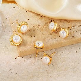 3 Pairs Minimalist Chic Brass Flat Round Stud Earrings, French Style, High-End Design