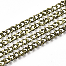 Iron Cuban Link Chains, Chunky Curb Chains, with Spool, Unwelded, Textured