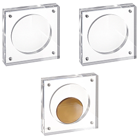 Transparent Acrylic Badge Storage, with Magnetic Clasps, for Desk Home Decoration, Square