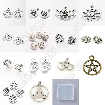 56Pcs 14 Style Tibetan Style Alloy Pendants, Tibetan Style Alloy Beads, Cadmium Free & Lead Free