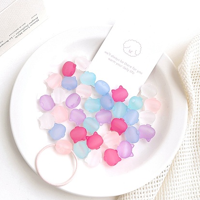 Rubberized Style Transparent Acrylic Beads, Cat