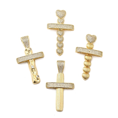 Латунные микро проложить кубического циркония подвески, крестик, стойки покрытие, долговечный, без свинца и без кадмия