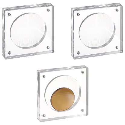 Transparent Acrylic Badge Storage, with Magnetic Clasps, for Desk Home Decoration, Square