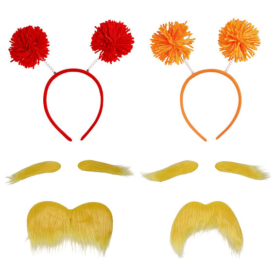 2шт. 2 цветные резинки для волос из полиэстера, с пластиком и железом, с бровями и усами из натуральных волокон для украшения вечеринки