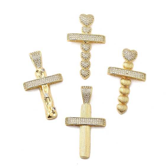 Латунные микро проложить кубического циркония подвески, крестик, стойки покрытие, долговечный, без свинца и без кадмия