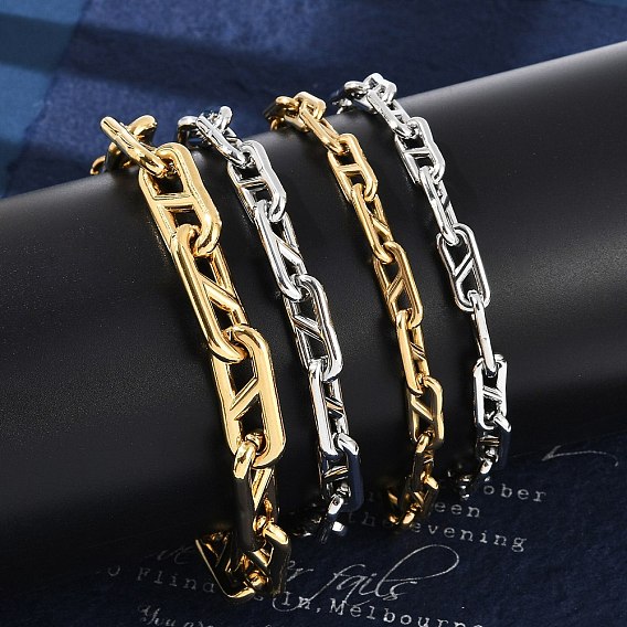 304 браслеты-цепочки с овальными звеньями из нержавеющей стали для женщин и мужчин