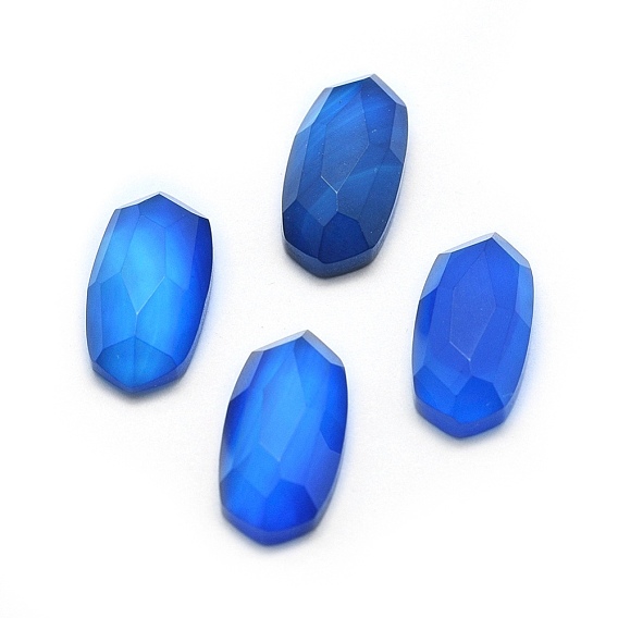 Natural Agate Cabochons, Faceted, Oval, Dyed & Heated