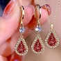 Комплект из ожерелья и серег из сплава со стразами и каплевидной подвеской для женщин