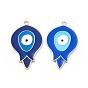 Alloy Enamel Pendants, Flower with Evil Eye Charm