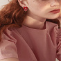 1 Par de pendientes de gota de aceite con forma de corazón rojo con borla, Lazo de mariposa y dije en forma de melocotón para un estilo elegante y dulce para niñas.