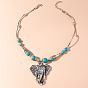 Tibetan Style Alloy Pendant Necklaces, with Synthetic Turquoise Beads