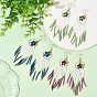 Star Glass Seed Beaded Dangle Tassel Earrings, Brass Ring and 304 Stainless Steel Dangle Earrings for Women, Golden
