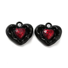 Alloy Glass Charms, Lead Free & Cadmium Free, Heart