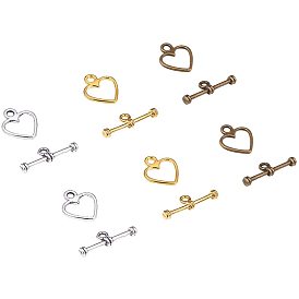 Alloy Tibetan Silver Toggle Clasps, Heart
