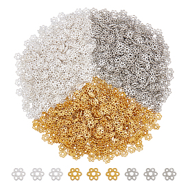 1200 шт. 3 колпачки для бусин из цветного сплава, цветок