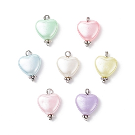 Непрозрачные акриловые подвески сердце, с медными петлями