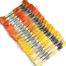 19 Skeins 19 Colors 6-Ply Cotton Embroidery Floss, Cross Stitch Threads, Autumn Orange Gradient Color Series