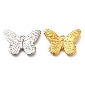 304 Stainless Steel Pendants, Butterfly Charm