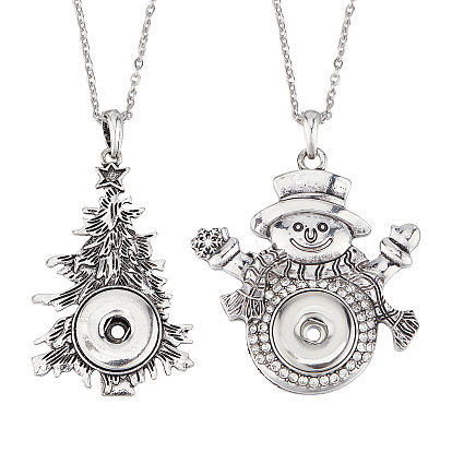 Набор для изготовления рождественского офисного шнурка для бейджа, держателя ожерелья, в том числе пуговицы из сплава снеговика и дерева, 304 из нержавеющей стали Кабельные зажимы ожерелья