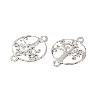 Rack Plating Brass Connector Charms, Etched Metal Embellishments, Long-Lasting Plated, Tree of Life Links