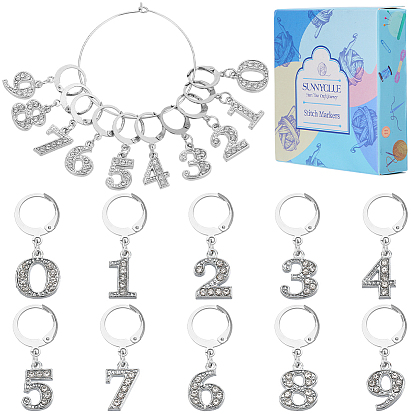 Номер 0~9 маркеры для подвесок из сплава со стразами, подвески крючком, маркер с замком и кольцом с подвеской в виде винного бокала