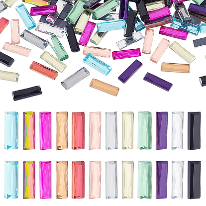 240шт. 12 цвета плоская задняя часть стеклянные стразы кабошоны, прямоугольные