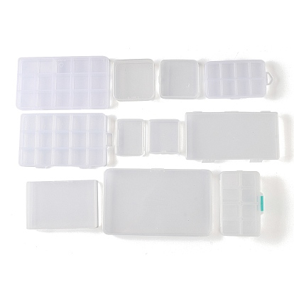 (Defective Closeout Sale: Scratched) Plastic Grid Bead Container Boxes, Rectangle/Square