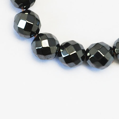 Non-magnetic Synthetic Hematite Beads Strands, Grade A, Faceted, Round